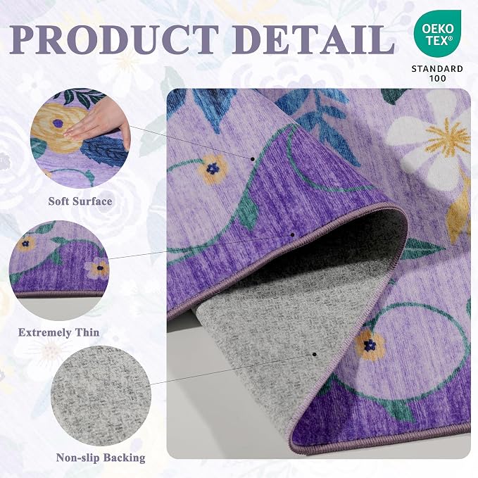 DUKINO 2.6x8 Runner Rug, Washable Runner Rug - Image 5