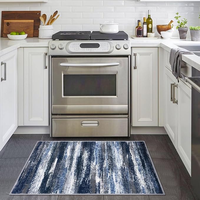 Lansny Modern Abstract Entryway Rug Indoor 2x3 Washable Rug Non-Slip Soft Small - Image 2