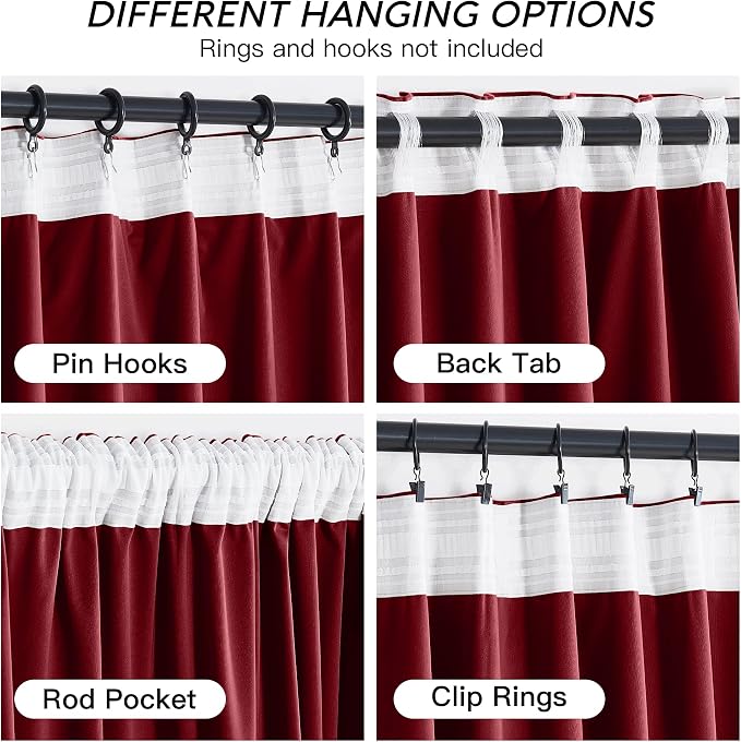 RYB HOME Red Velvet Curtains 84 inches - Image 3