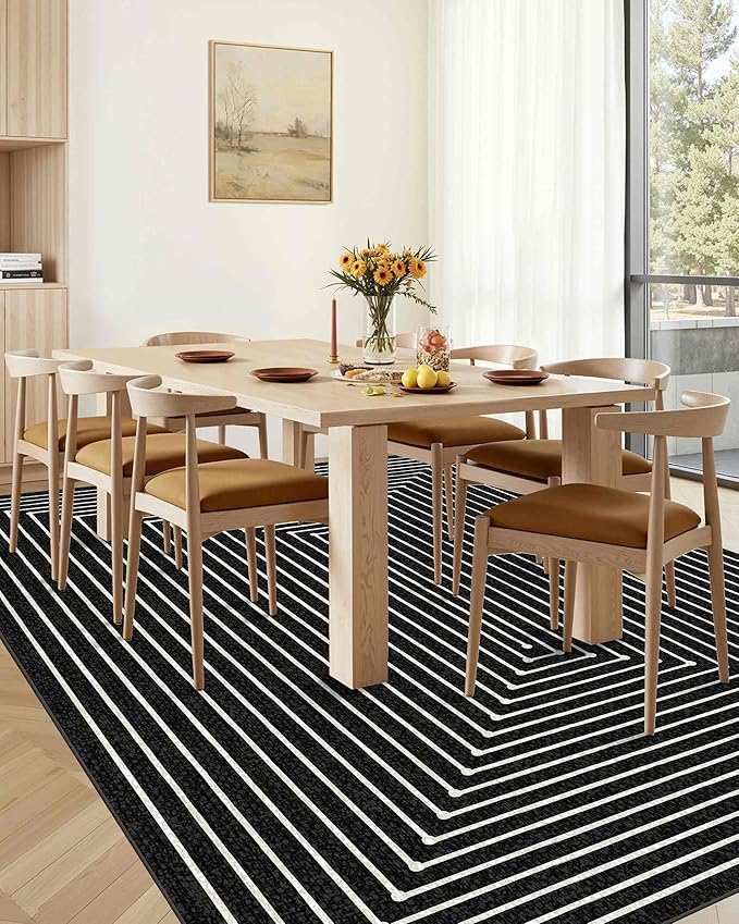 Latte&Fog 9x12 Area Rug for Living Room, Extra Large Black Modern Abstract - Image 3