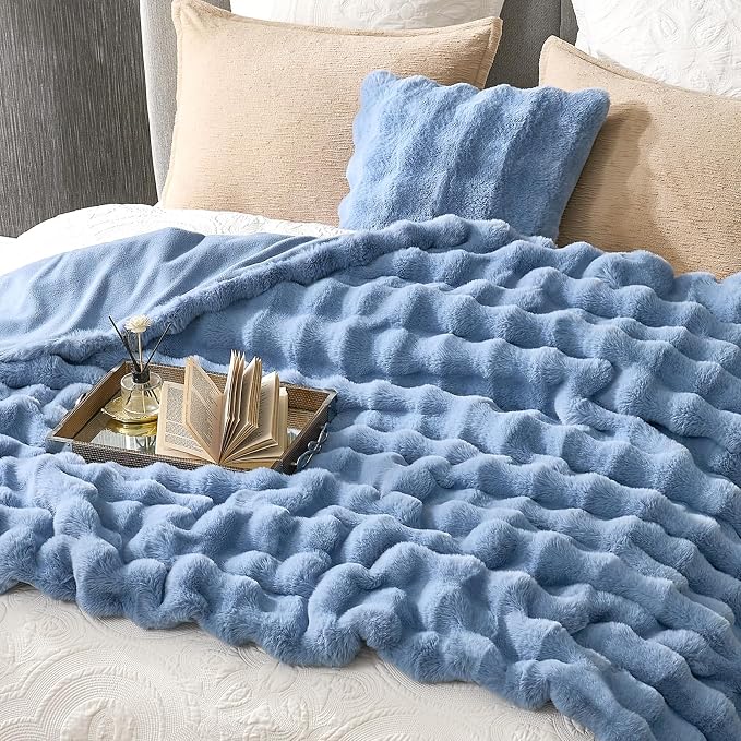 Cozy Bliss Faux Fur Bubble Throw Blanket - Image 6