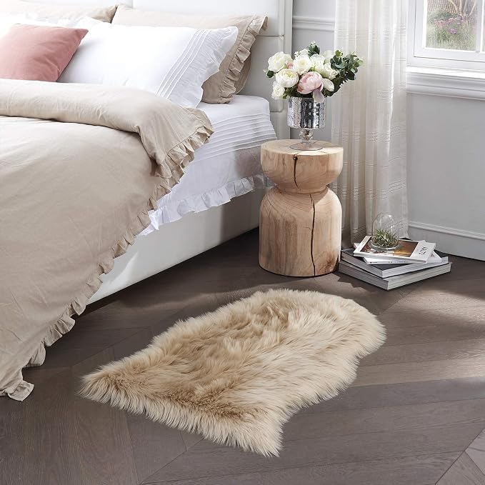 Small Faux Fur Sheepskin Rug 2x4 ft Ultra Soft Chair Sofa Cover Seat Pad - Image 8