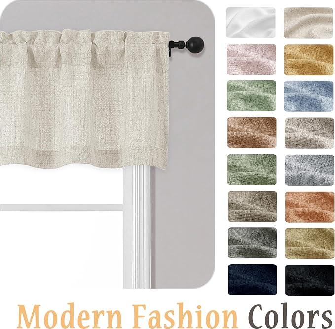 OWENIE Natural Valances for Windows 1 Pcs, Light Filtering Textured Farmhouse - Image 8