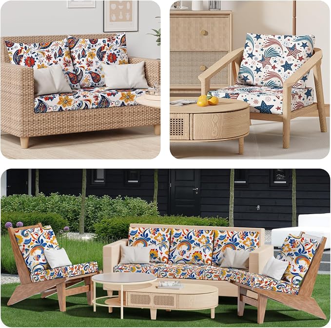 8Pcs Stretch Patio Cushion Covers, Outdoor Couch & Sofa Replacement Slipcovers - Image 8