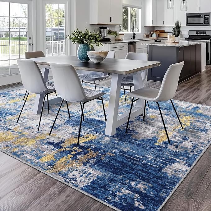 Washable Area Rugs Square 6ft Non-Slip Modern Abstract Soft - Image 8