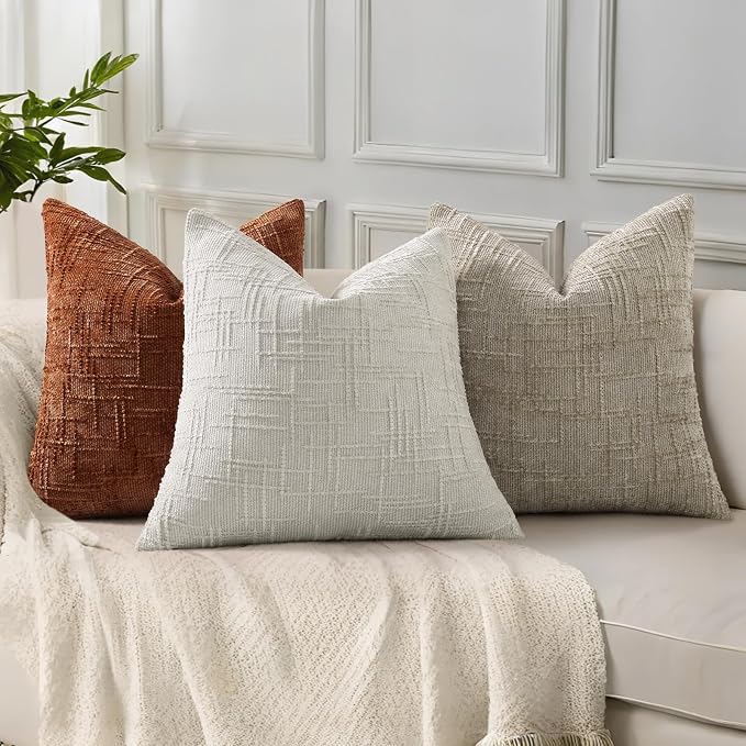 decorUhome Light Grey Chenille Throw Pillow Covers 18x18 Set of 2 Textured Soft - Image 5