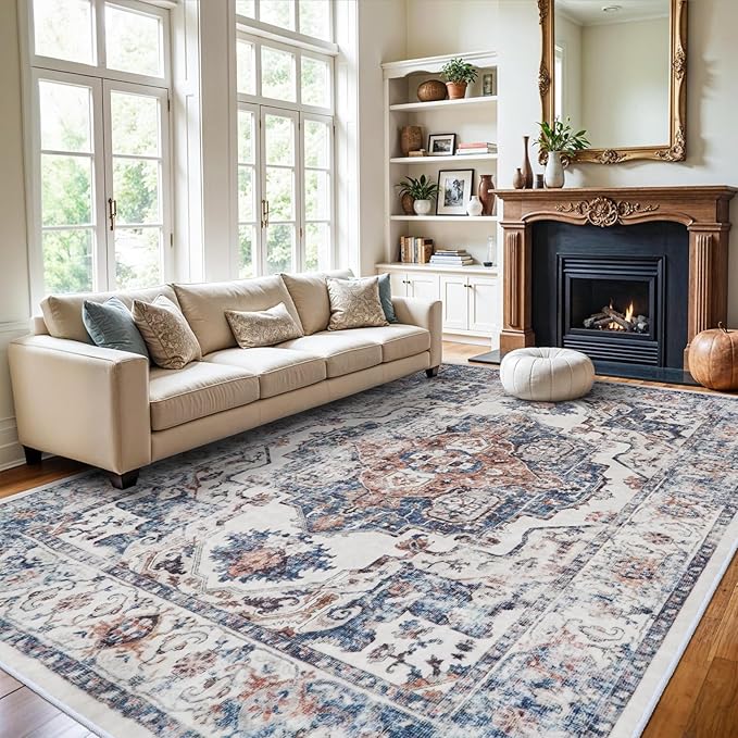 10x14 Washable Vintage Area Rug: Indoor Extra Large Rugs by HYHAOYUNLAI
