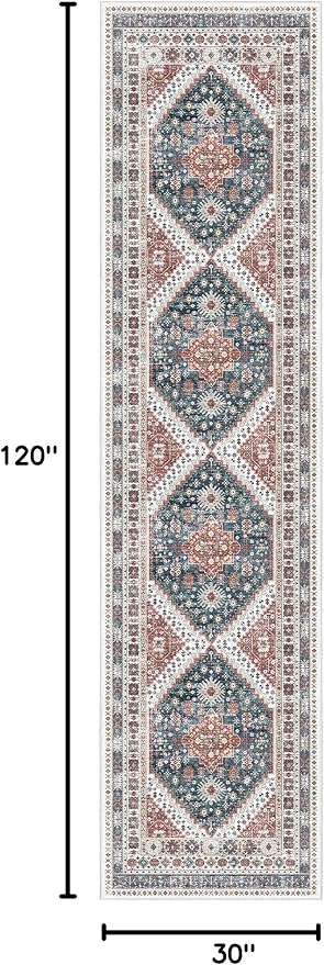 Madane Hallway Runner Rug 2'6''x10' Kitchen Runner, Non Slip Vintage Runners - Image 2