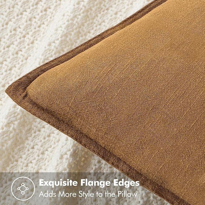 MIULEE Decorative Linen Euro Sham Pillow Covers 24x24 Hazel ​Boho Farmhouse​ - Image 2