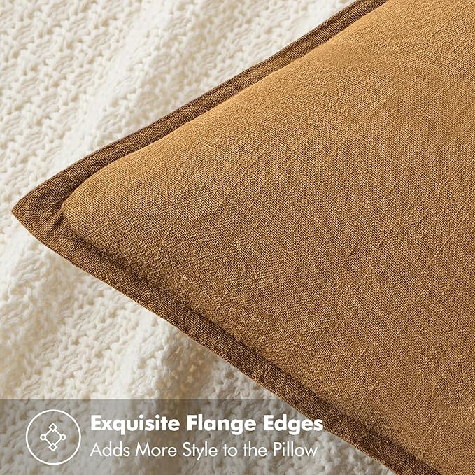 MIULEE Decorative Linen Pillow Covers 20x20 Inch Hazel ​Boho Farmhouse​ - Image 2