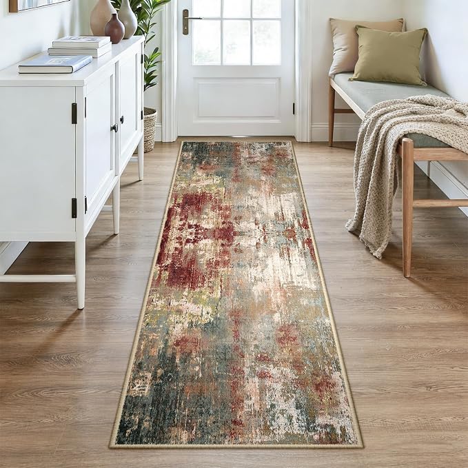 Washable Area Rugs 3x8 Non-Slip Modern Abstract Soft - Image 2