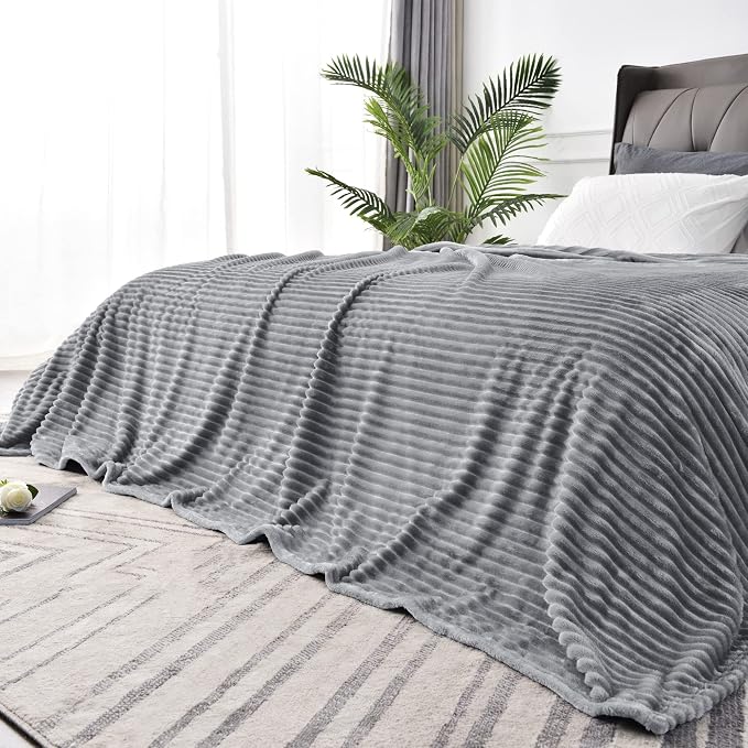 BEDELITE Fleece Throw Blanket for Couch – 3D Ribbed Jacquard Soft and Warm by BEDELITE