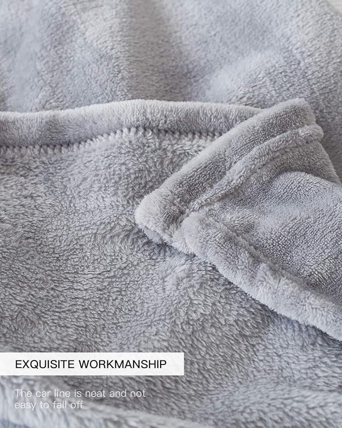 KMUSET Fleece Blanket Grey Queen Size Lightweight Cozy Plush Microfiber Solid - Image 6