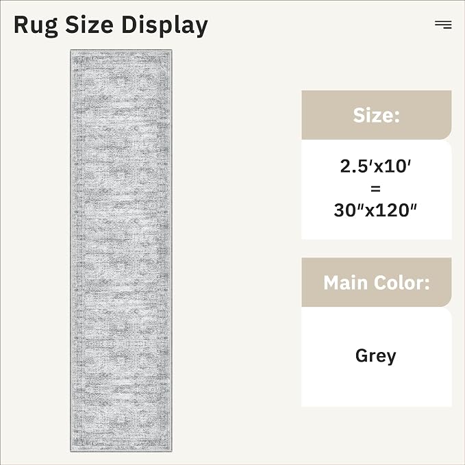 Runner Rug 2'6" x 10' Washable Non-Slip Runner Rugs - Image 5