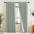 RYB HOME Light Green Curtains 100% Blackout, Linen Window Treatment Panels by RYBHOME