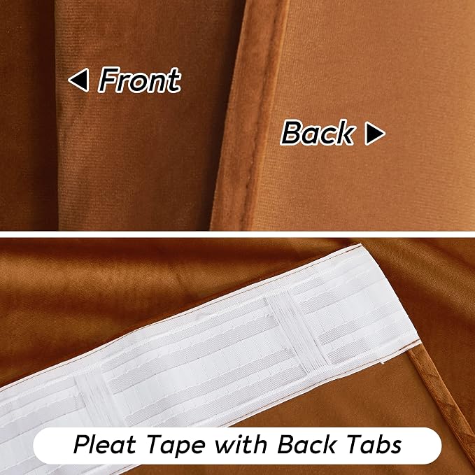 RYB HOME Orange Velvet Curtains 102 inches - Image 7