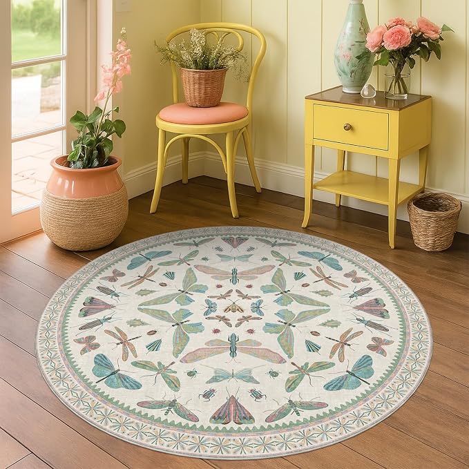 Cream Round Rugs 4ft for Living Room - Image 6
