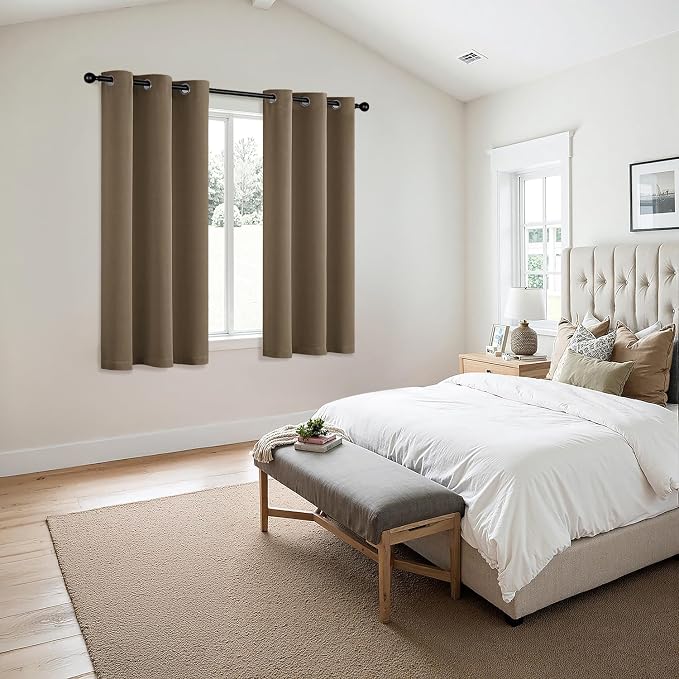 MIULEE Blackout Curtains for Bedroom 2 Panels 40 x 72 Inch Long Khaki | Thermal - Image 6