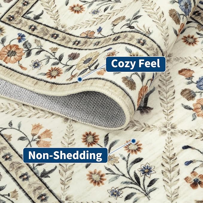 Washable Kitchen Runner 2x6 Non-Slip Floral Carpet Runner - Image 5