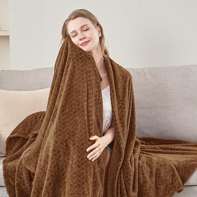 inhand Fleece Twin Blanket for Bed Chocolate Brown Throw Blanket for Couch - Image 2