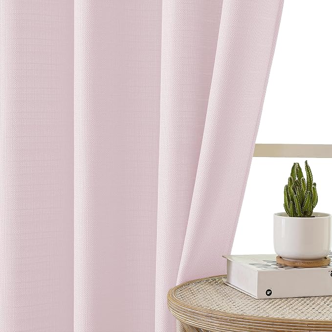 Chyhomenyc Blush Pink Valance for Windows, Light Filtering Faux Linen Solid - Image 8