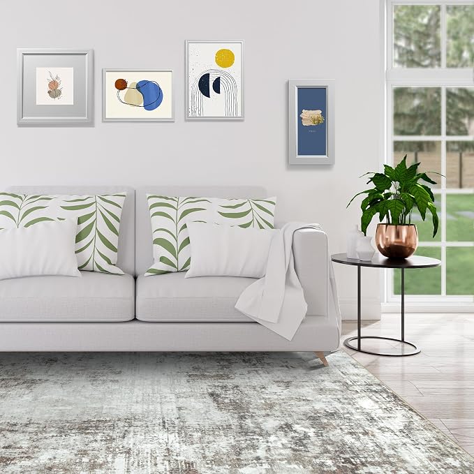 Aelenmu 10x14 Area Rugs for Living Room Dining Room Washable Brown Grey | Soft - Image 3