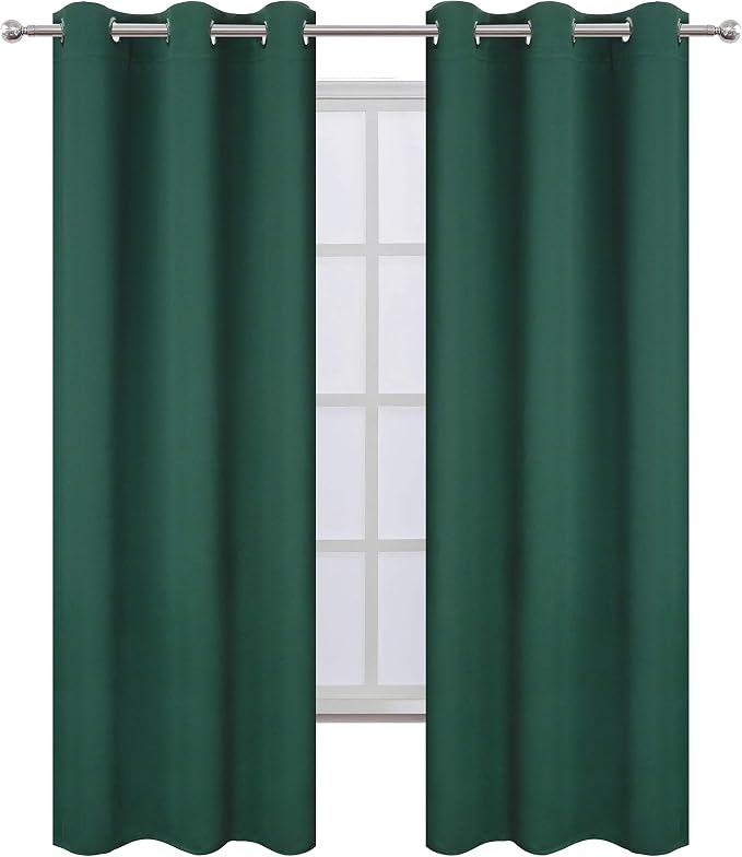 Green Blackout Curtains 34 x 84 Inch Length/Set of 2 Curtain Panels/Thermal - Image 2