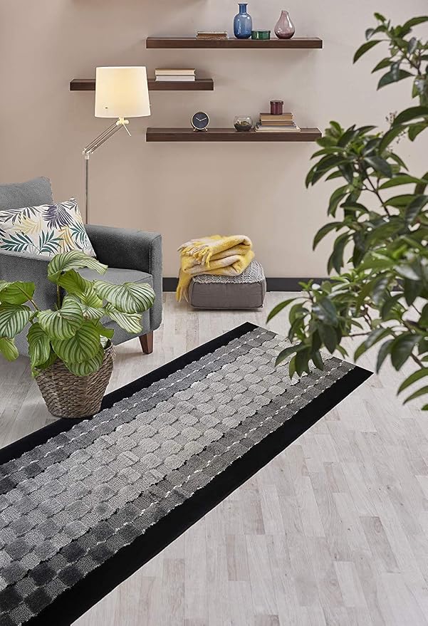Custom Length Hallway Runner Rug, Slip Resistant, Checkered Black, 26 Inch X 30 - Image 4