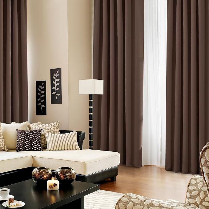 Deconovo Blackout Curtains, Thermal Insulated, W52 x L54 2 Panels, Back Tab - Image 4