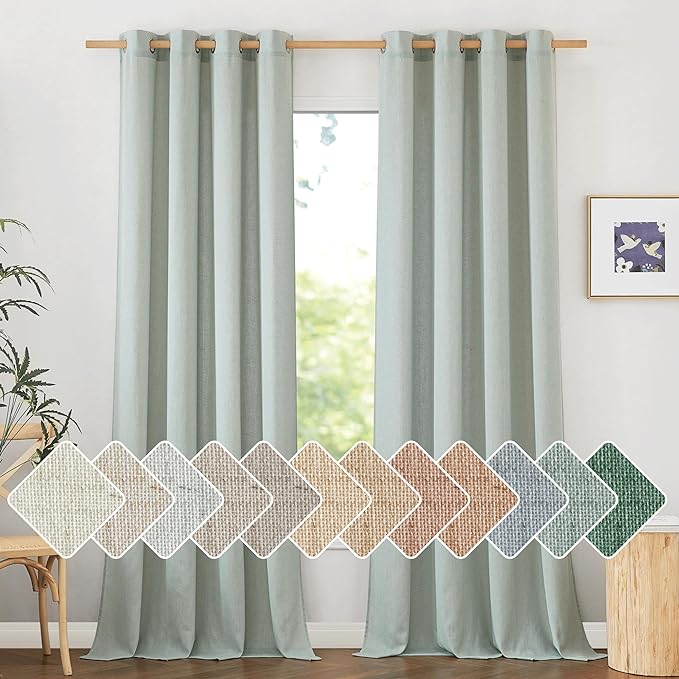 NICETOWN Flax Linen Sage Green 120 inch Curtains by NICETOWN