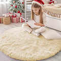 OLANLY Cream Round Rugs for Bedroom by OLANLY