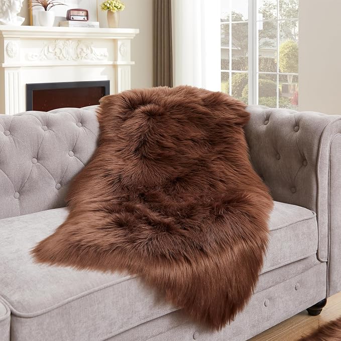 EasyJoy Ultra Soft Fluffy Shaggy Area Rug Faux Fur Rug Chair Cover Seat Pad - Image 4