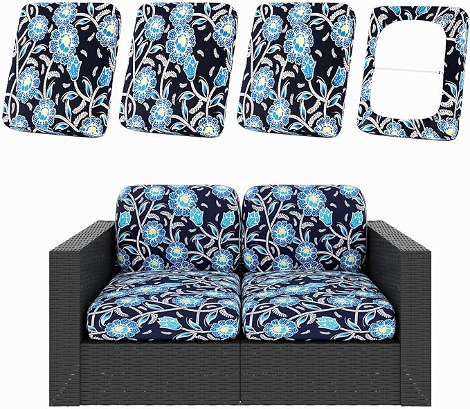 hyha 4Pcs Patio Cushion Covers, Stretch Outdoor Couch Cushion Covers Replacement by hyha