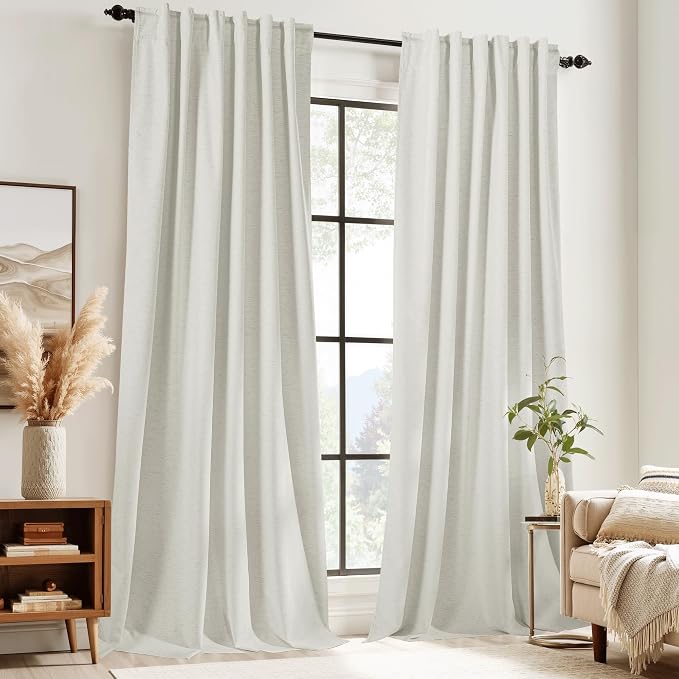 RYB HOME Ivory White 100% Blackout Curtains - Image 2