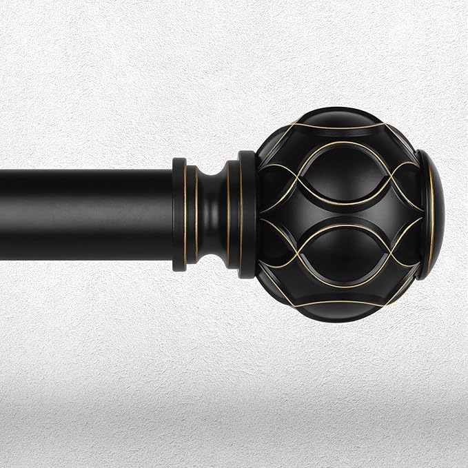 Long Black Curtain Rod, Heavy Duty 1 Inch Decorative Curtain Rods by Wolistsa