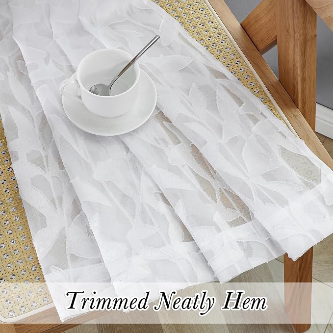 Lecloud Leia 2 Panels Sheer White Curtains 63 Inch Length - Image 9