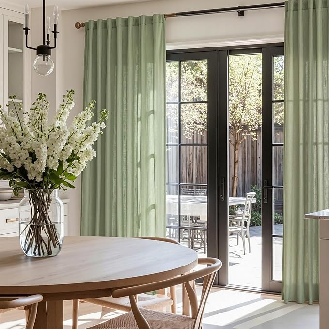 MYSKY HOME 108 Inches Long Sage Green Sheer Curtains - Image 2