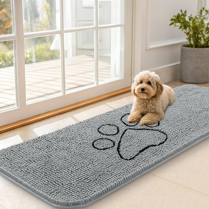 OLANLY Dog Door Mat for Muddy Paws 59x20, Paw Print Design, Absorbs Moisture by OLANLY