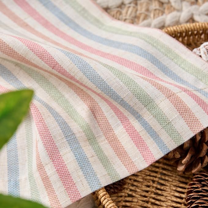 jinchan Valance Curtain Linen Textured Striped Window Curtain - Image 9