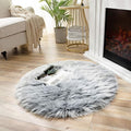 Ashler faux fur rug, Fluffy Shaggy Area Rug Ultra Soft 3 x 3 Feet Round Fur Rug by AshlerHomeDeco