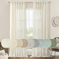 LAMIT 108 inch Linen Curtains for Living Room, Back Tab and Rod Pocket Cream by LAMIT