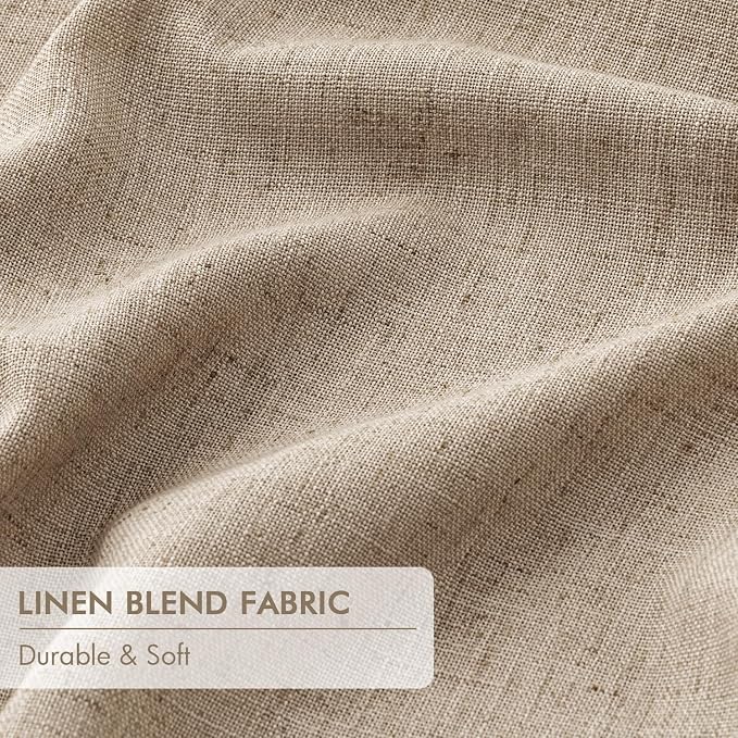 MIULEE Taupe Pinch Pleated 100% Blackout Linen Curtains 40x108 Inches | Room - Image 6