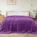 Exclusivo Mezcla Queen Size Flannel Fleece Blanket, Super Soft Striped Jacquard by ExclusivoMezcla