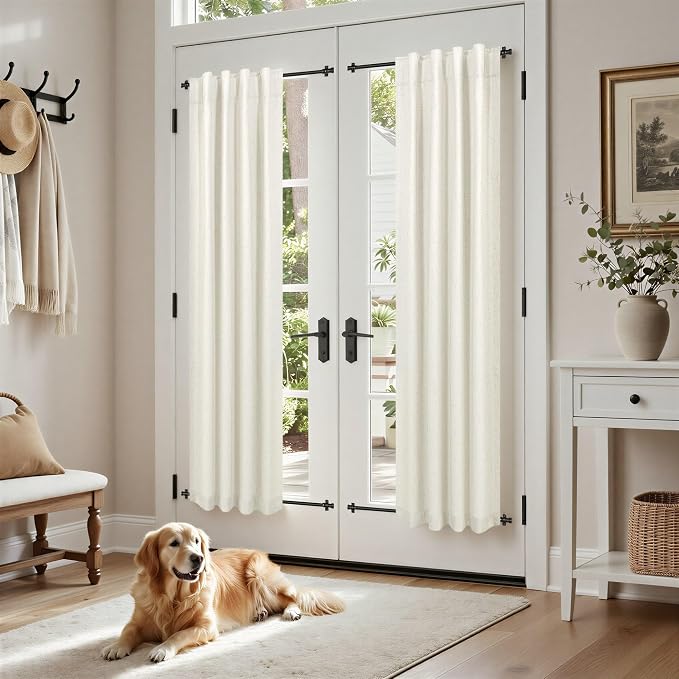 Pitalk Textured Linen Blackout Curtains 45 Inches Long 2 Panels Bathroom Window - Image 9
