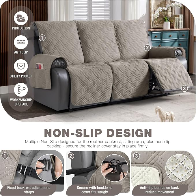 TAOCOCO Waterproof Recliner Sofa Cover, Non Slip Split Recliner Couch Covers - Image 4