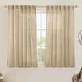 LAMIT Brown Linen Curtains 45 Inches Long 2 Panels, Light Filtering Panels Back by LAMIT