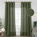 LAMIT Olive Green Linen Sheer Curtains 95 inch by LAMIT
