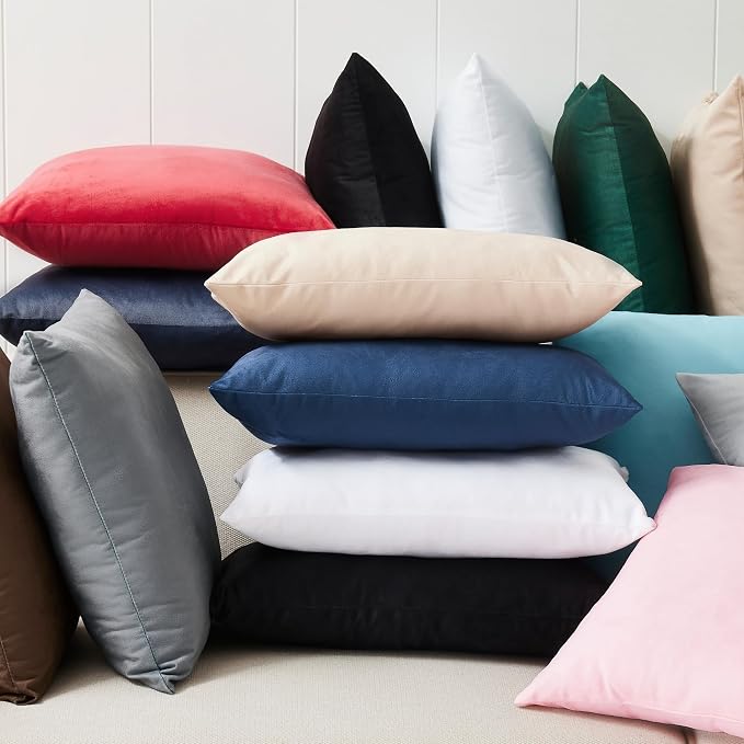 LANE LINEN Synthetic Down Filled Velvet Throw Pillow Inserts Pack of 2 White - Image 7