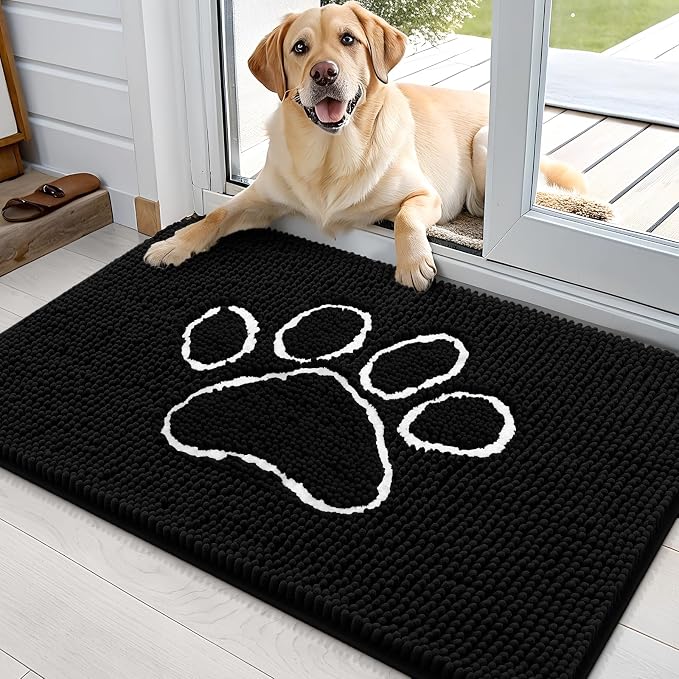 OLANLY Dog Door Mat for Muddy Paws 36x24, Paw Print Design, Absorbs Moisture by OLANLY