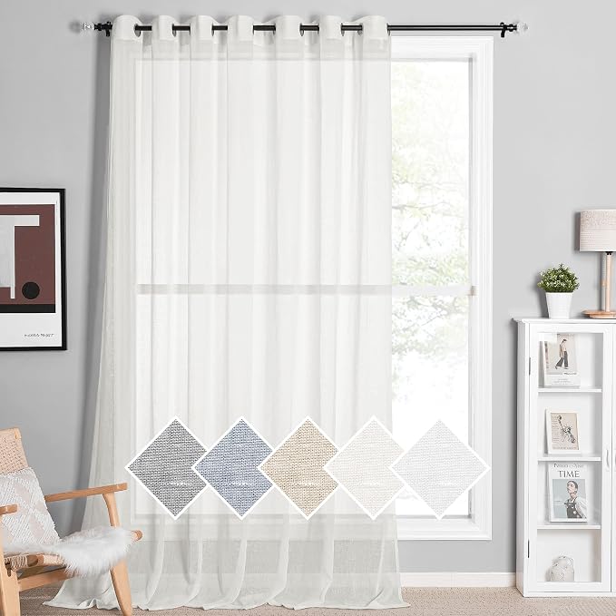 NICETOWN Linen Sheer Curtain 100 Inch Wide Privacy by NICETOWN